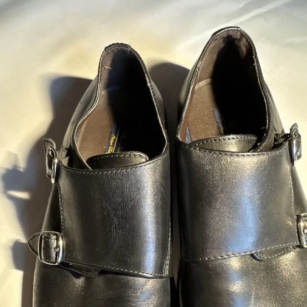 La Milano Men’s Black Leather Double Monk Strap Dress Shoes US 10.5 LZ176